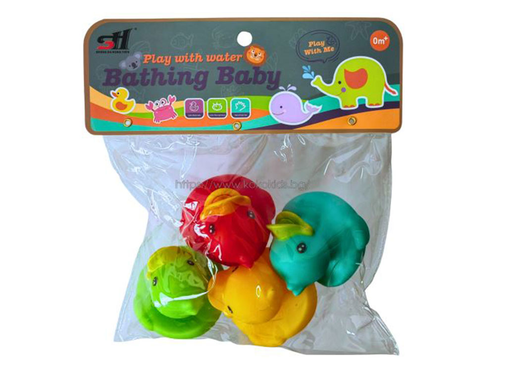 پوپت حمام نوزادی 4 عددی طرح جوجه اردک های رنگی