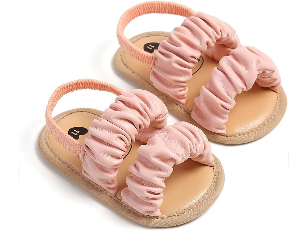 پاپوش استپ دار نوزادی مدل صندل رنگ صورتی