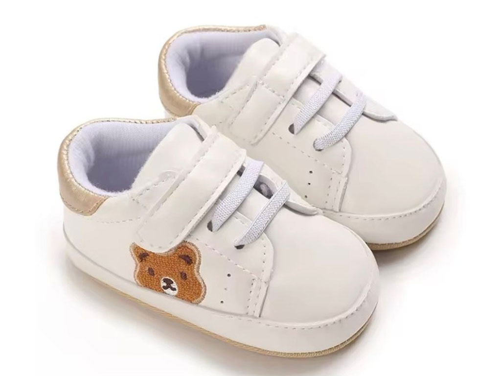 پاپوش استپ دار نوزادی سفید رنگ خرس تدی