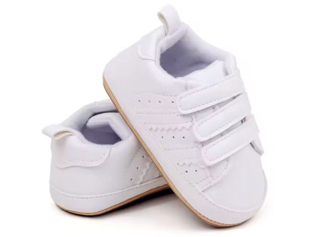 پاپوش استپ دار نوزادی رنگ سفید مدل چسبی