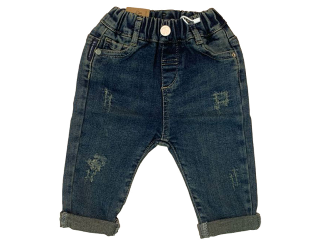 شلوار جین پسرانه مام استایل زاپ دار رنگ آبی کثیف آرمانی بیبی armani baby