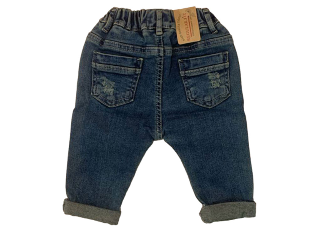 شلوار جین پسرانه مام استایل زاپ دار رنگ آبی کثیف آرمانی بیبی armani baby