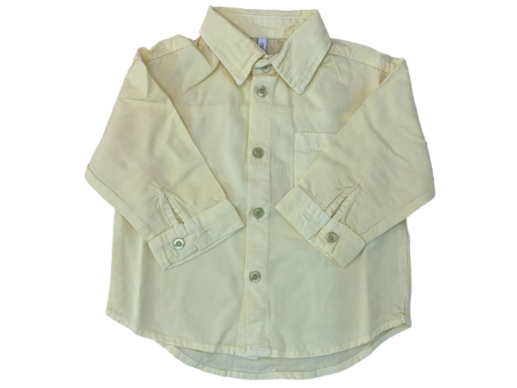 پیراهن کتان نوزاد و کودک پسرانه رنگ زرد لیمویی