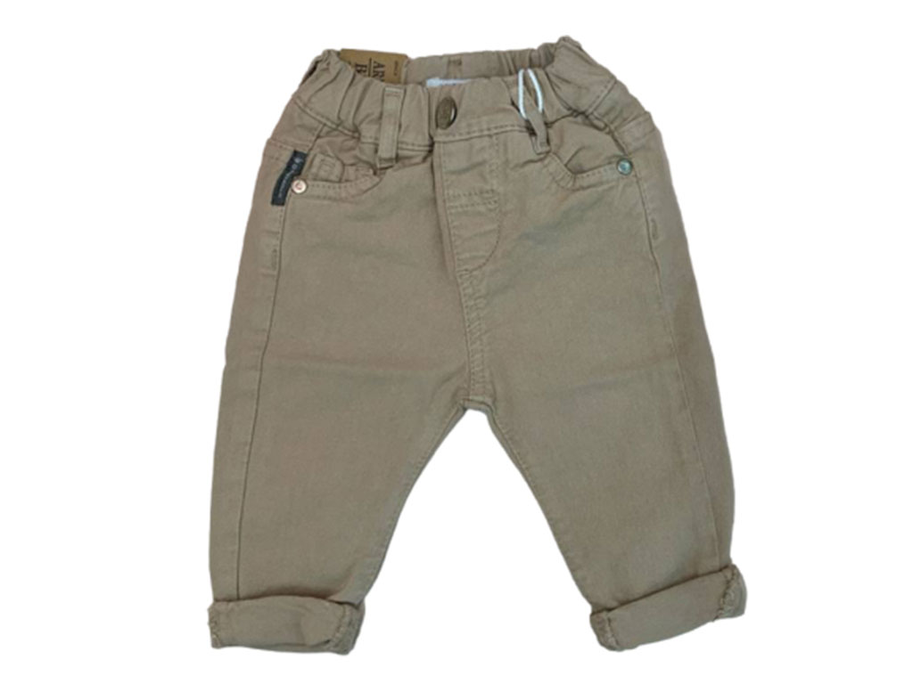 شلوار کتان مام استایل کمرکش نوزاد و کودک رنگ کرم آرمانی بیبی Armani baby