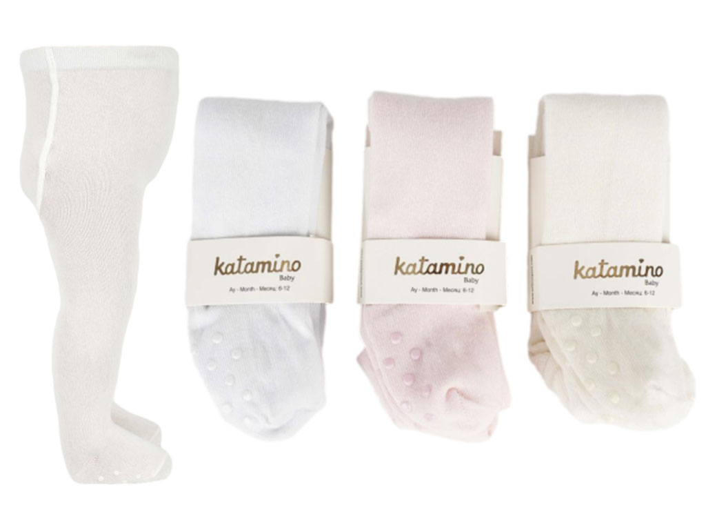 جوراب شلواری استپ دار نوزادی دخترانه 12-6 ماه کاتامینو KATAMINO