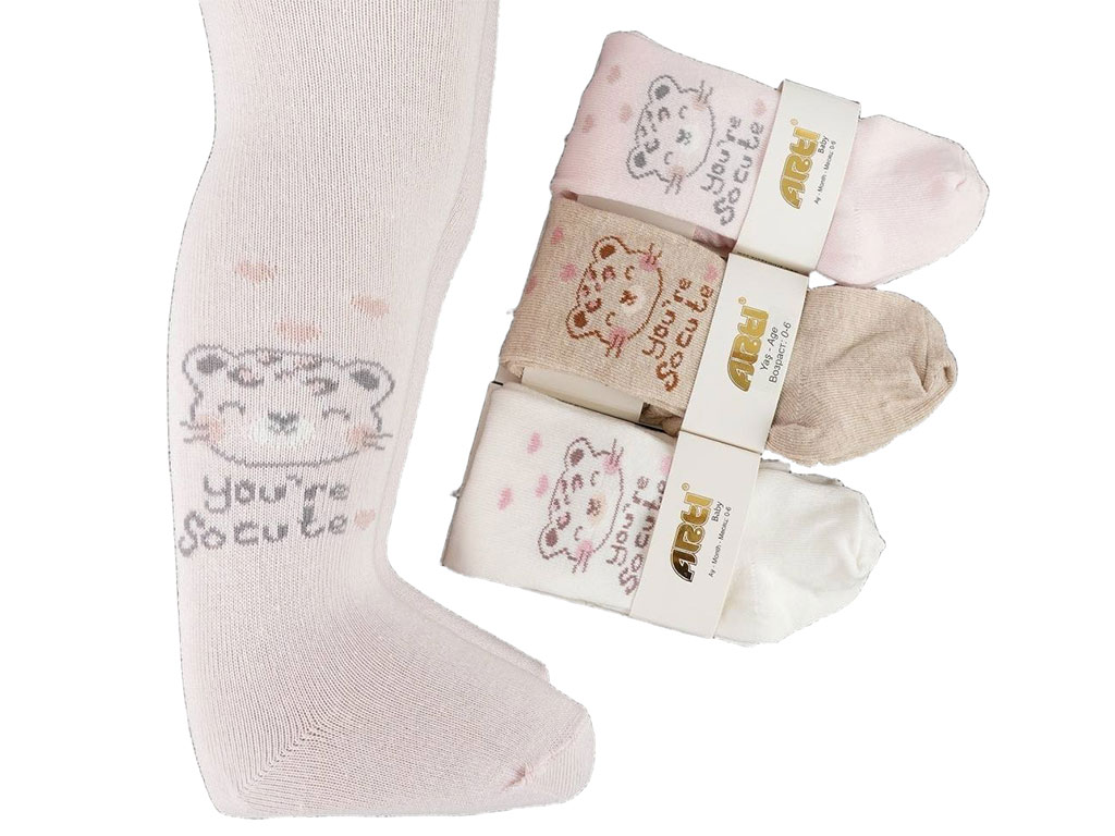 جوراب شلواری دخترانه نوزادی 6-0 ماه طرح ببر آرتی arti