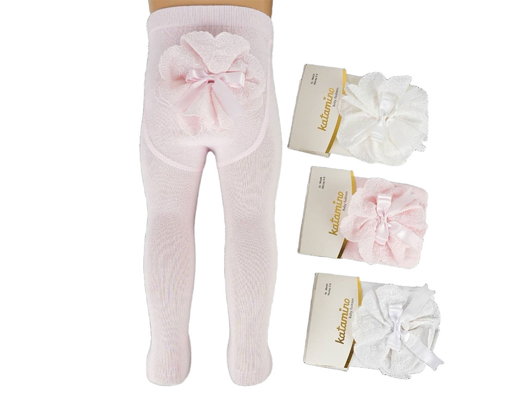 جوراب شلواری نوزادی دخترانه پشت تور دار 6-0 ماه کاتامینو katamino
