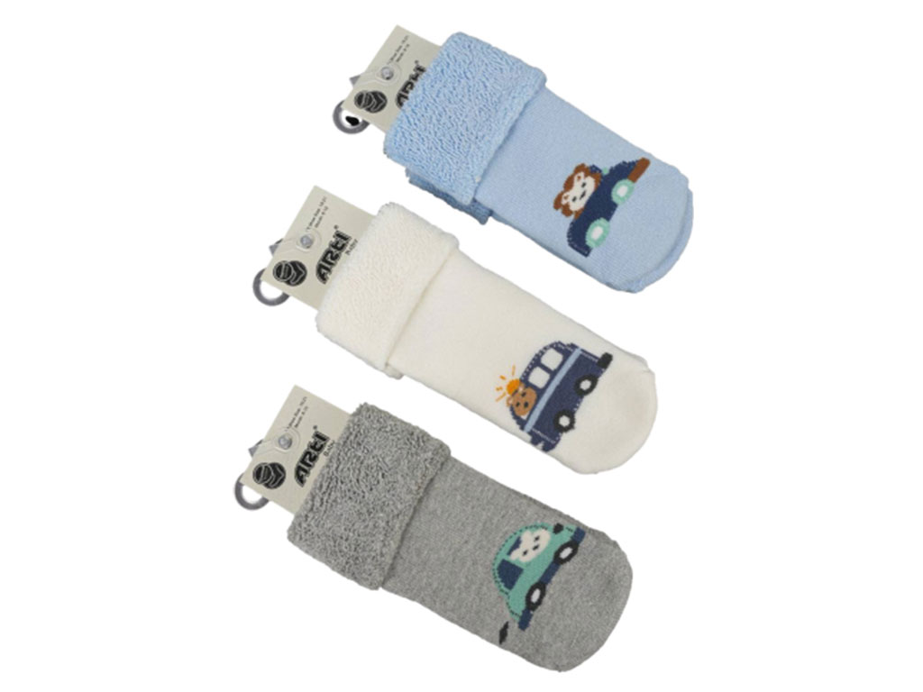 جوراب تو کرکی حوله ای نوزادی طرح حیوانات ماشین سوار آرتی ARTI