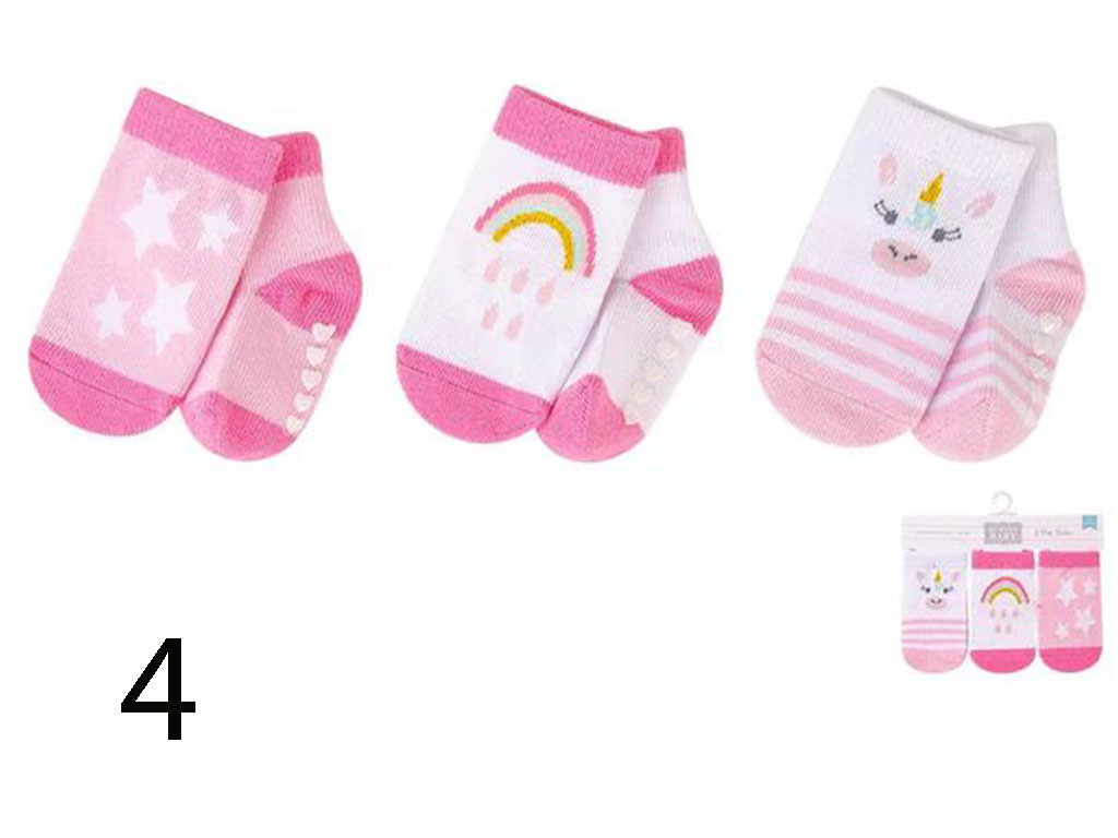 پک 3 عددی جوراب استپ دار نوزادی طرح حیوانات 6-0 ماه Hudson baby
