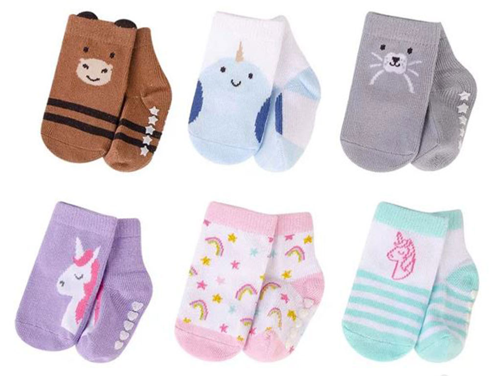 پک 3 عددی جوراب استپ دار نوزادی طرح حیوانات 6-0 ماه Hudson baby