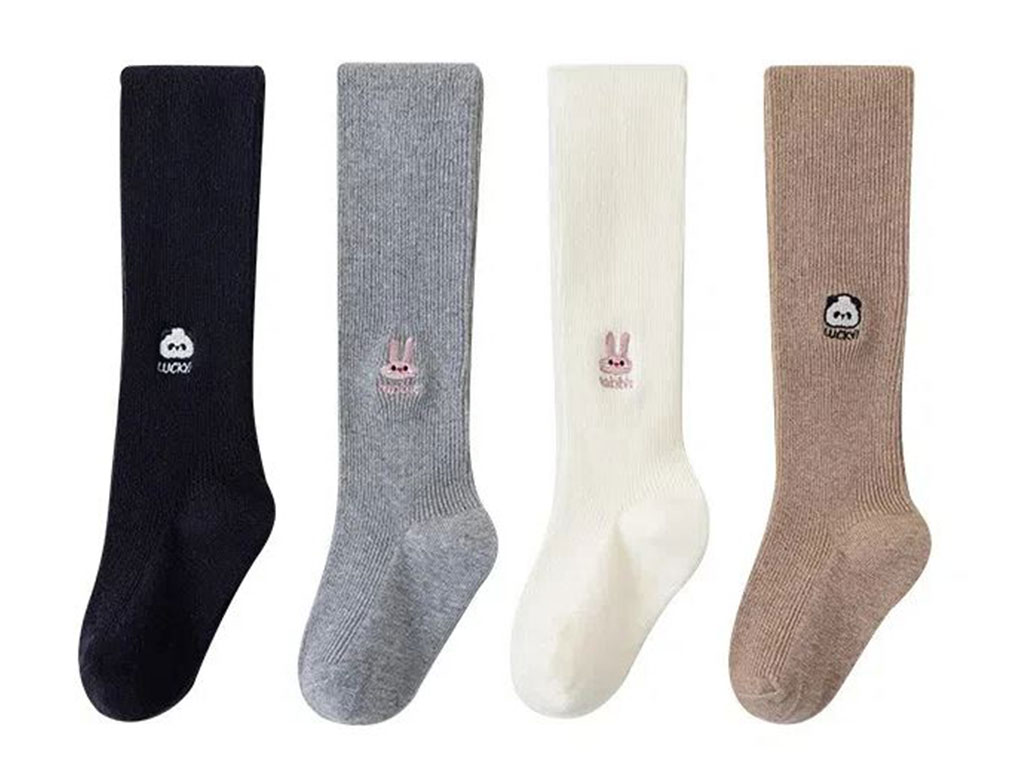 جوراب شلواری دخترانه کبریتی طرح گلدوزی شده حیوانات kids happiness