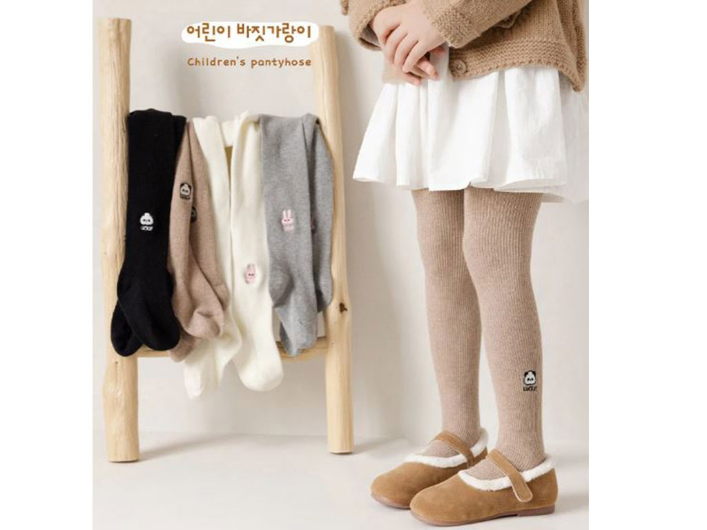 جوراب شلواری دخترانه کبریتی طرح گلدوزی شده حیوانات kids happiness