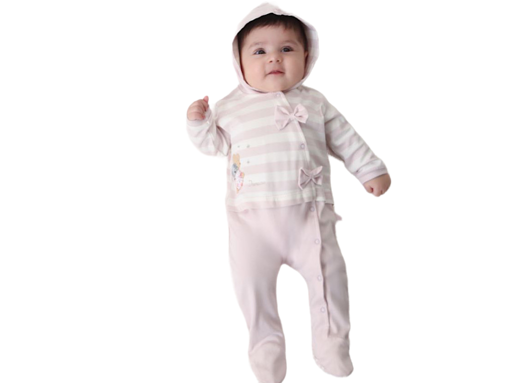 سرهمی کلاهدار  نوزادی دخترانه طرح violet  دانالو Danaloo