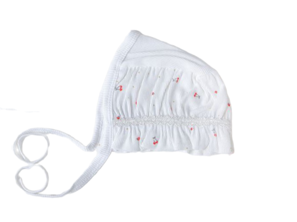 کلاه بنددار شیری نوزادی طرح گیلاس دانالو Danaloo