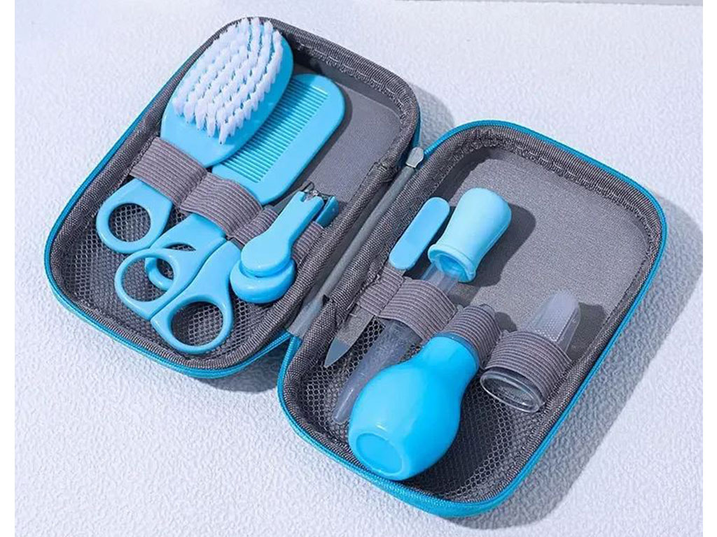 ست بهداشتی و لوازم مراقبتی با ناخن گیر نوزاد 8 تکه به همراه کیف بیبی کر Baby care