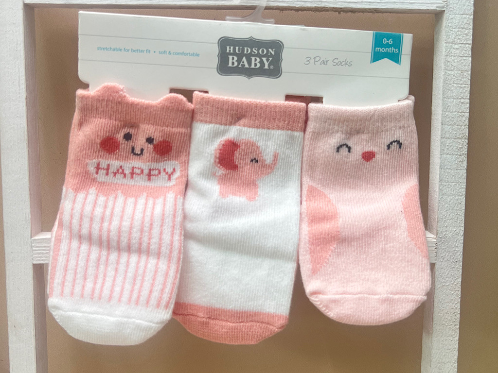 پک 3 عددی جوراب استپ دار نوزادی طرح حیوانات 6-0 ماه Hudson baby