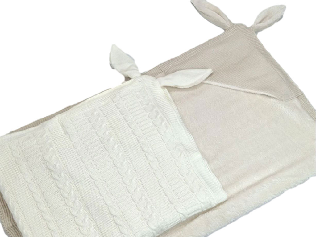 پتو بافت کلاه دار توکرکی و گوش دار طرح دار آلدیانا Aldiana(95*89 cm)