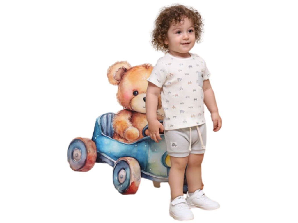 شلوارک پسرانه رنگ طوسی روشن طرح speedy نی نی سان nini sun