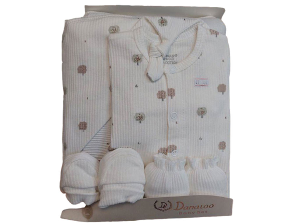 ست بیمارستانی 7 تکه رنگ شیری طرح درخت دانالو danaloo