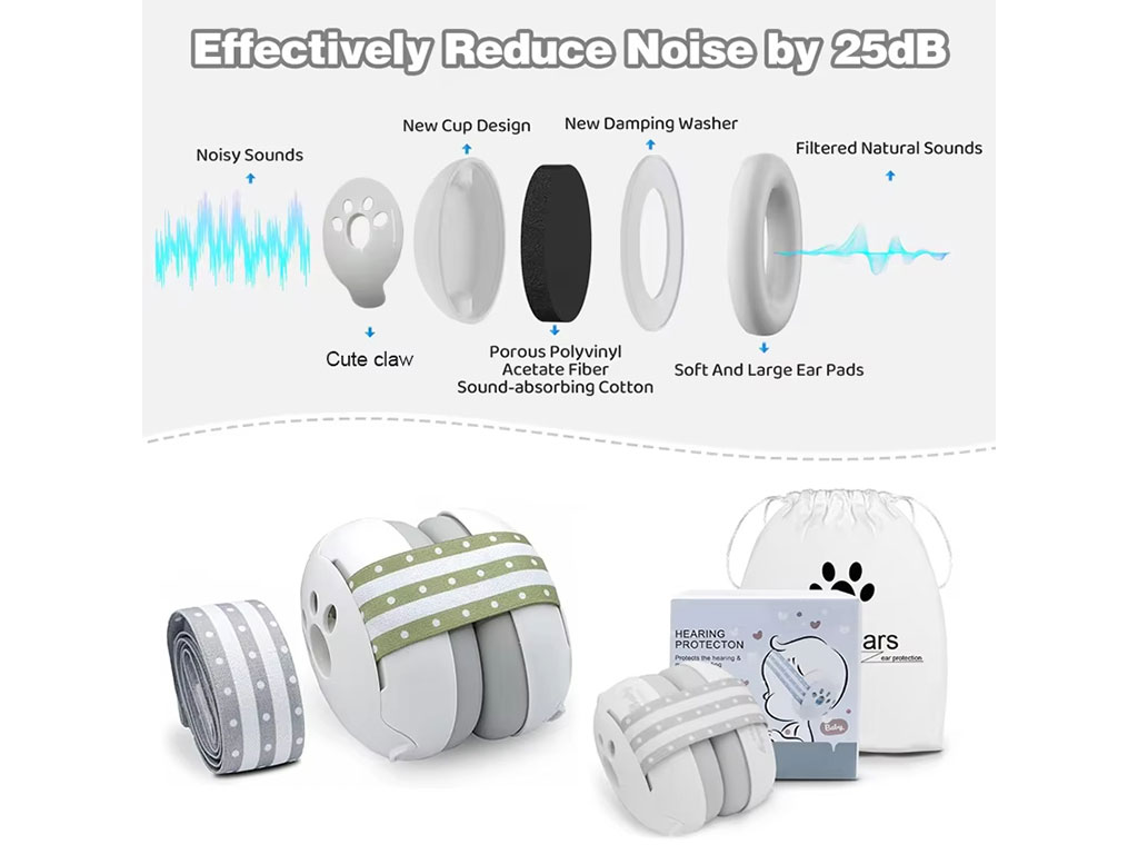 نویزگیر و محافظ صدای گوش نوزاد طرح پنجه baby earmuff