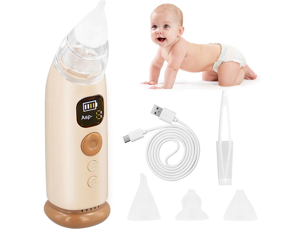 پوآر برقی بینی نوزاد و کودک شارژی موزیکال و چراغ دار پایه دار