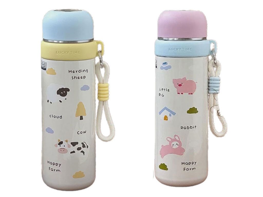 فلاسک استیل حجم 500 میلی لیتر دارای توری صافی و بند دستی