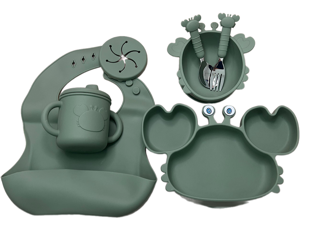 ست ظرف غذا سیلیکونی هشت تکه طرح خرچنگ ALGO