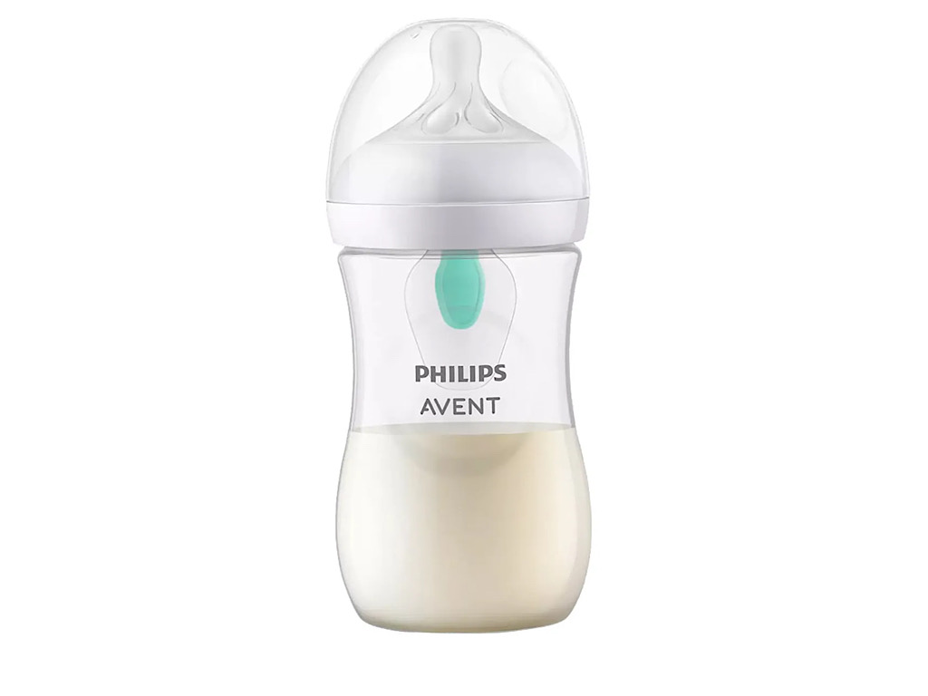 شیشه شیر سوپاپ دار  نوزادی بالای 1 ماه 3  قطره مدل نچرال Natural ظرفیت 260 میلی لیتر philips avent فیلیپس اونت