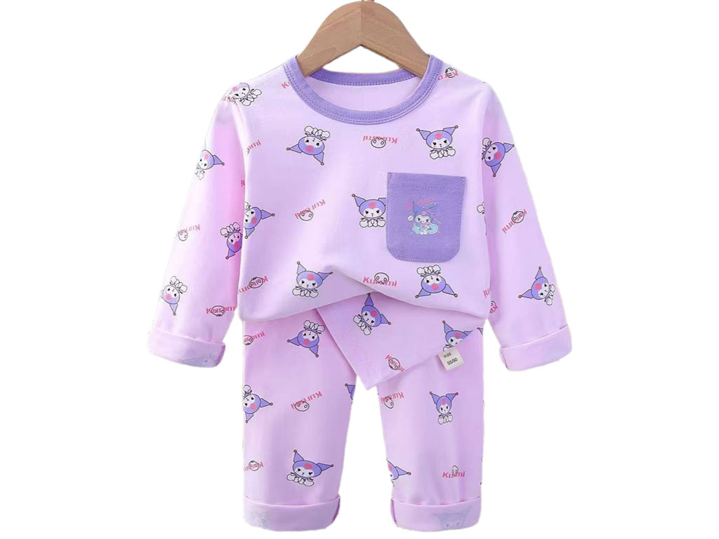 بلوز و شلوار راحتی دخترانه رنگ یاسی طرح کرومی