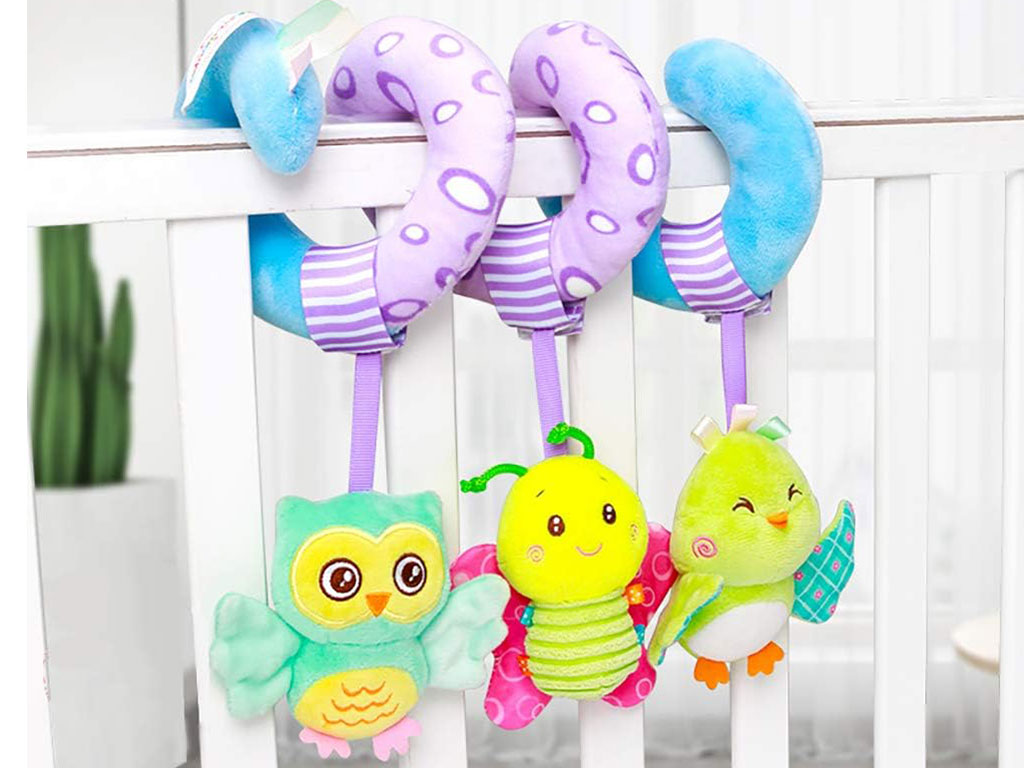 آویز تخت و کریر مارپیچ جغجغه ای نوزادی طرح حیوانات هپی مانکی happy monkey