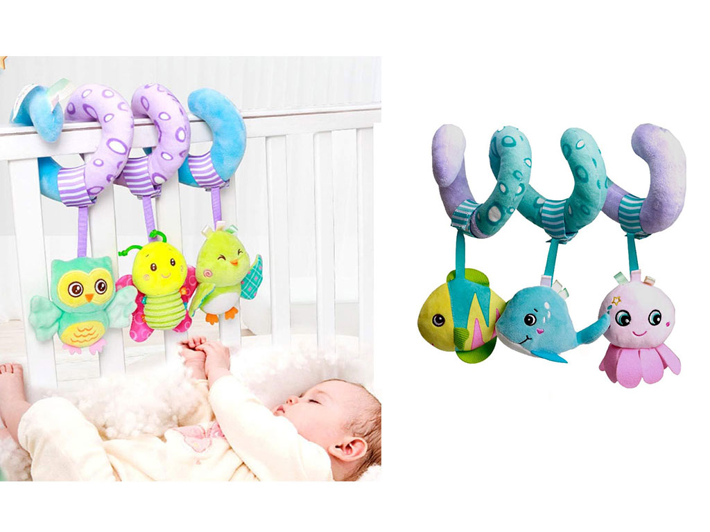 آویز تخت و کریر مارپیچ جغجغه ای نوزادی طرح حیوانات هپی مانکی happy monkey