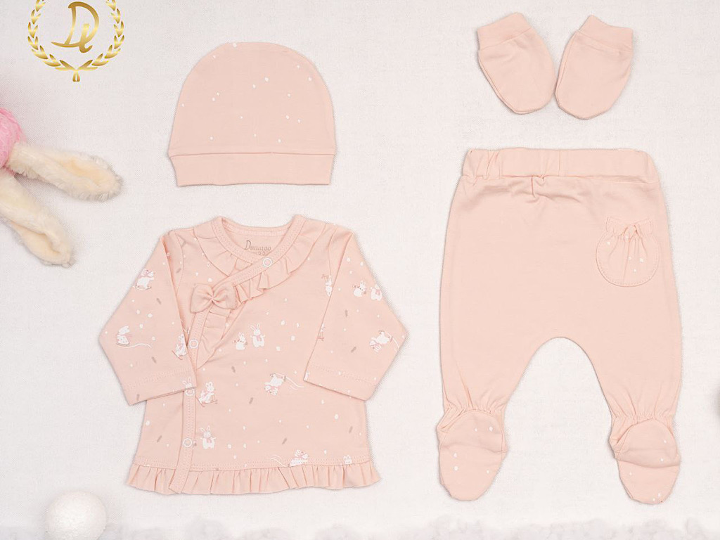 ست بیمارستانی 4 تکه نوزادی طرح خرگوش برفی  دانالو Danaloo