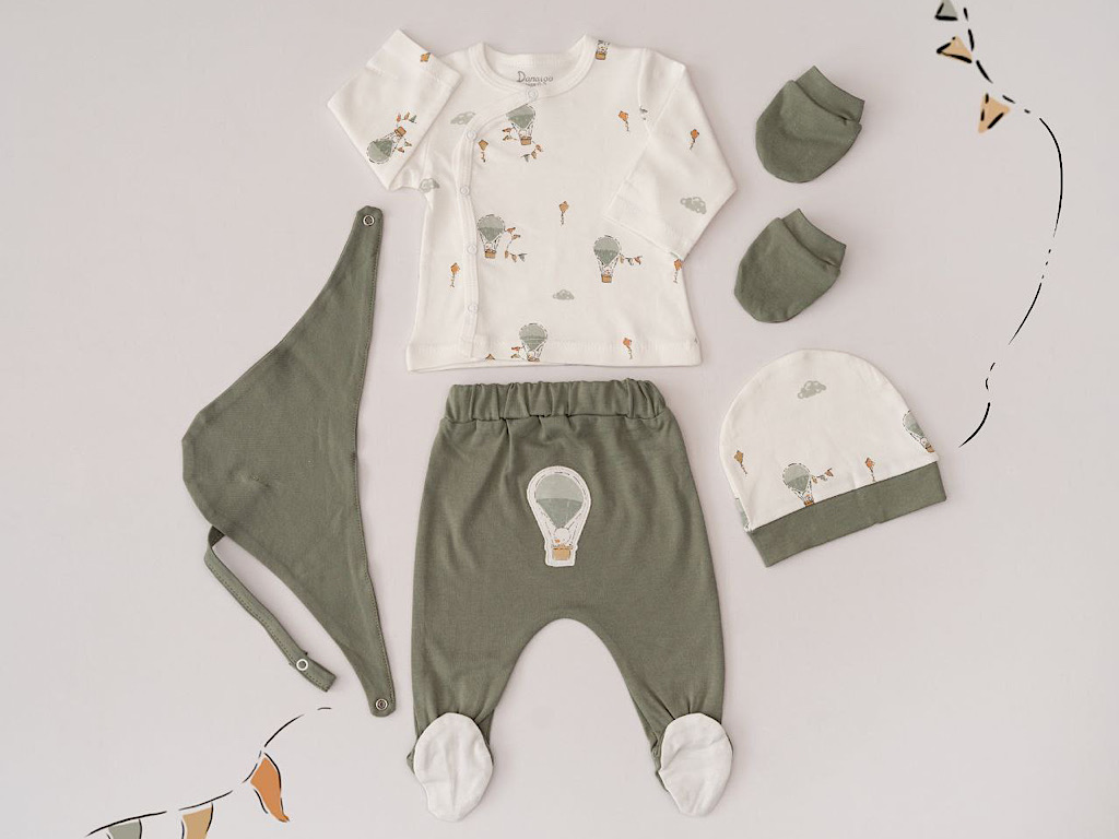 ست بیمارستانی 5 تکه نوزادی طرح جوجه و بالون دانالو Danaloo