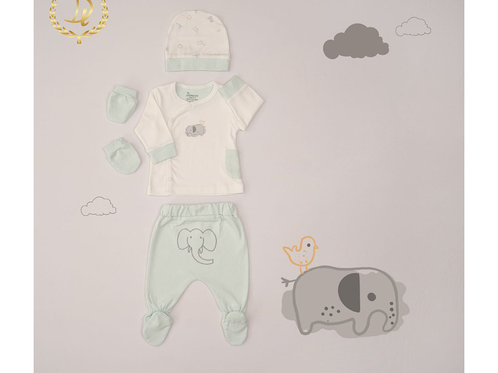 ست بیمارستانی 4 تکه نوزادی طرح فیل نقاشی دانالو Danaloo