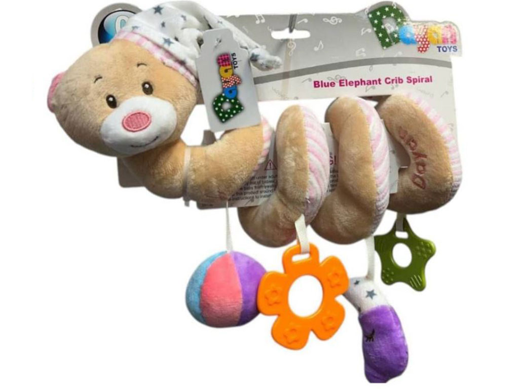 آویز تخت و کریر مارپیچ جغجغه ای و دندانگیر دار نوزادی طرح خرس کلاهدار دایان Dayan