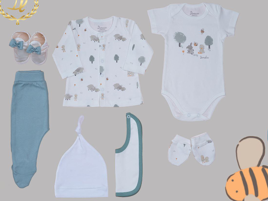 ست بیمارستانی 9 تکه نوزادی طرح جوجه و درخت و ببعی دانالو Danaloo