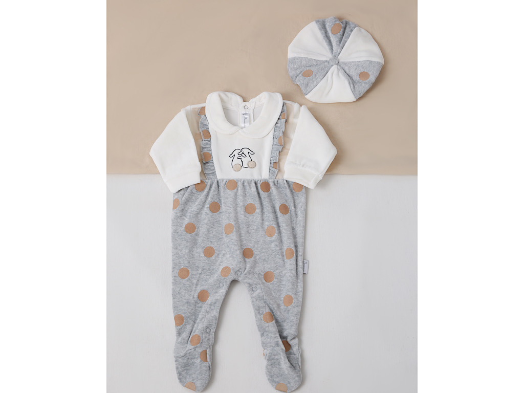 سرهمی مخمل جورابدار با کلاه نوزادی طرح خرگوش دانالو Danaloo