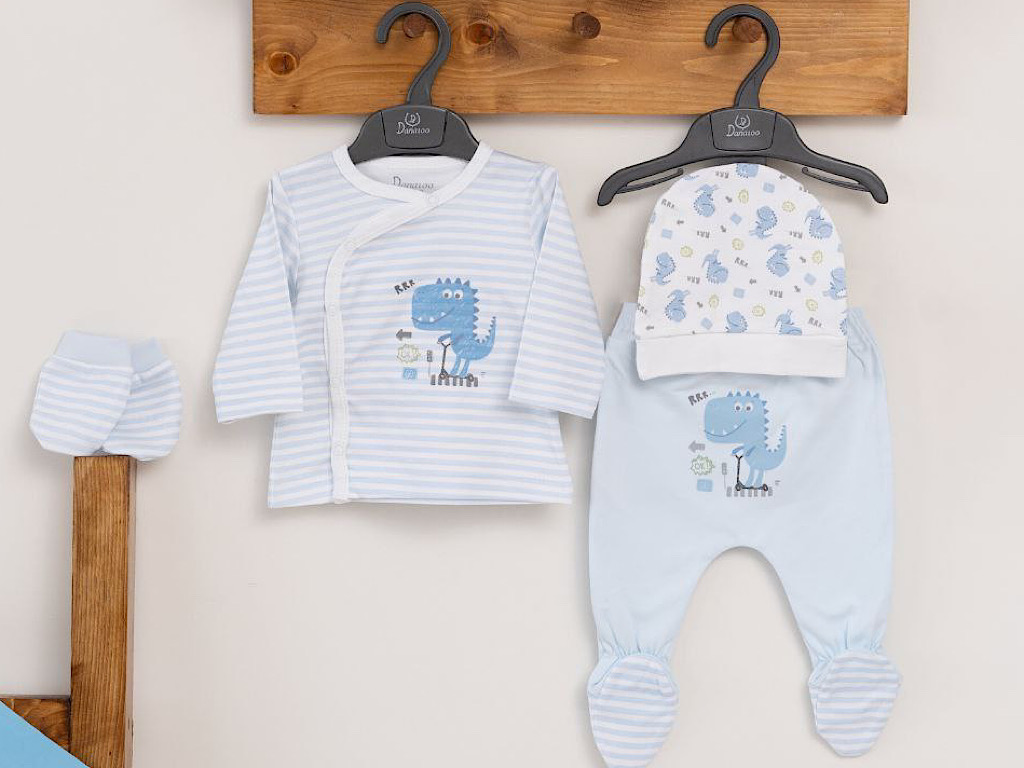 ست بیمارستانی 4 تکه نوزادی طرح دایناسور و اسکوتر دانالو Danaloo