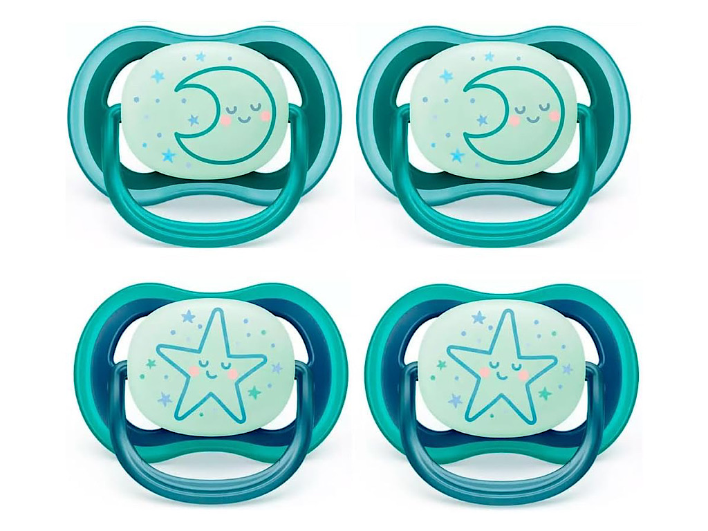 پستانک ارتودنسی  شب تاب دو عددی نوزادی 18-6 ماه مدل ultra air فیلیپس اونت philips avent