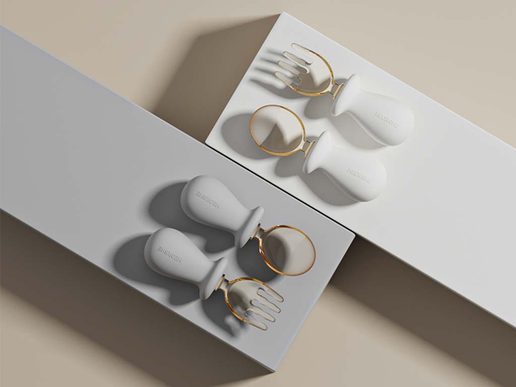 قاشق و چنگال 2  عددی قاب دار هی اور شی HEORSHE