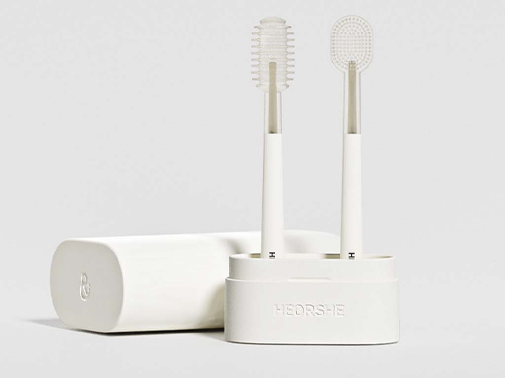 مسواک و ماساژور لثه دوعددی  قاب دار هی اور شی HEORSHE