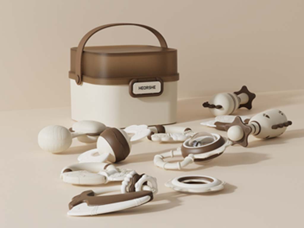 جغجغه سیلیکونی چمدانی ده عددی  هی اور شی HEORSHE