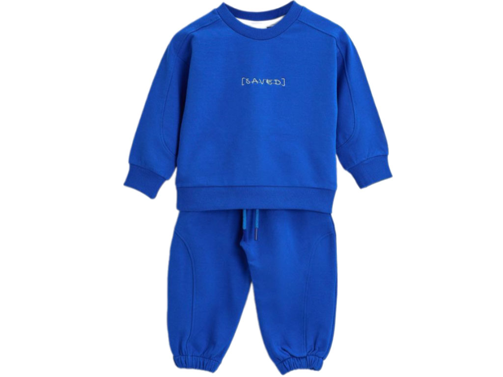 ست بلوز و شلوار دورس رنگ آبی طرح گلدوزی شده SAVED بشیر BASHIR