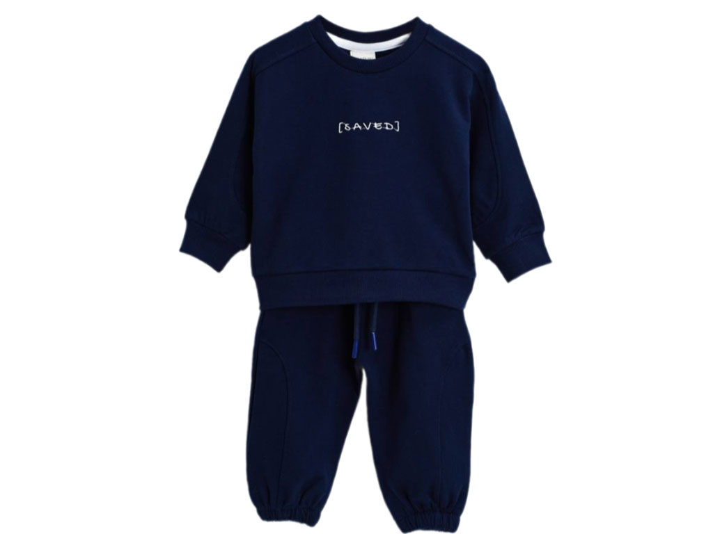 ست بلوز و شلوار دورس رنگ سرمه ای طرح گلدوزی شده SAVED بشیر BASHIR