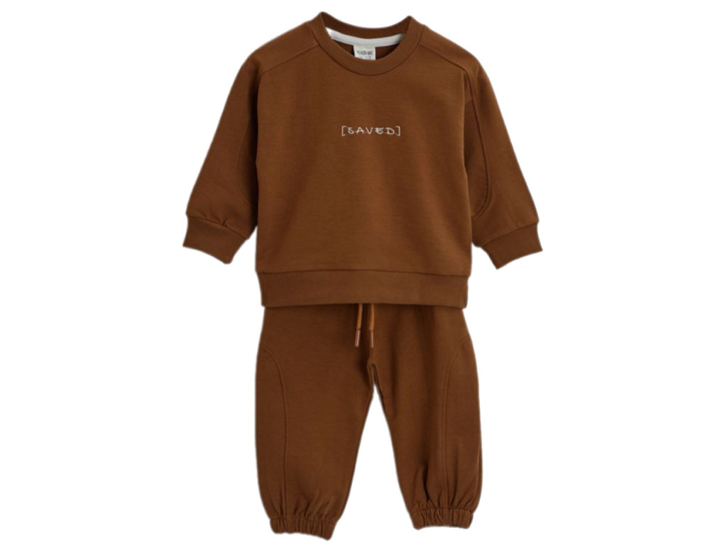 ست بلوز و شلوار دورس رنگ قهوه ای طرح گلدوزی شده SAVED بشیر BASHIR