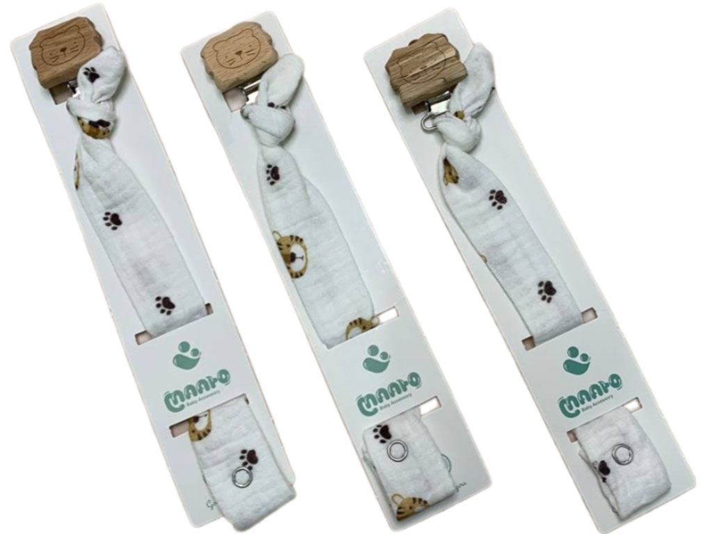 بند پستانک پارچه موسلین طرح حیوانات ماتو