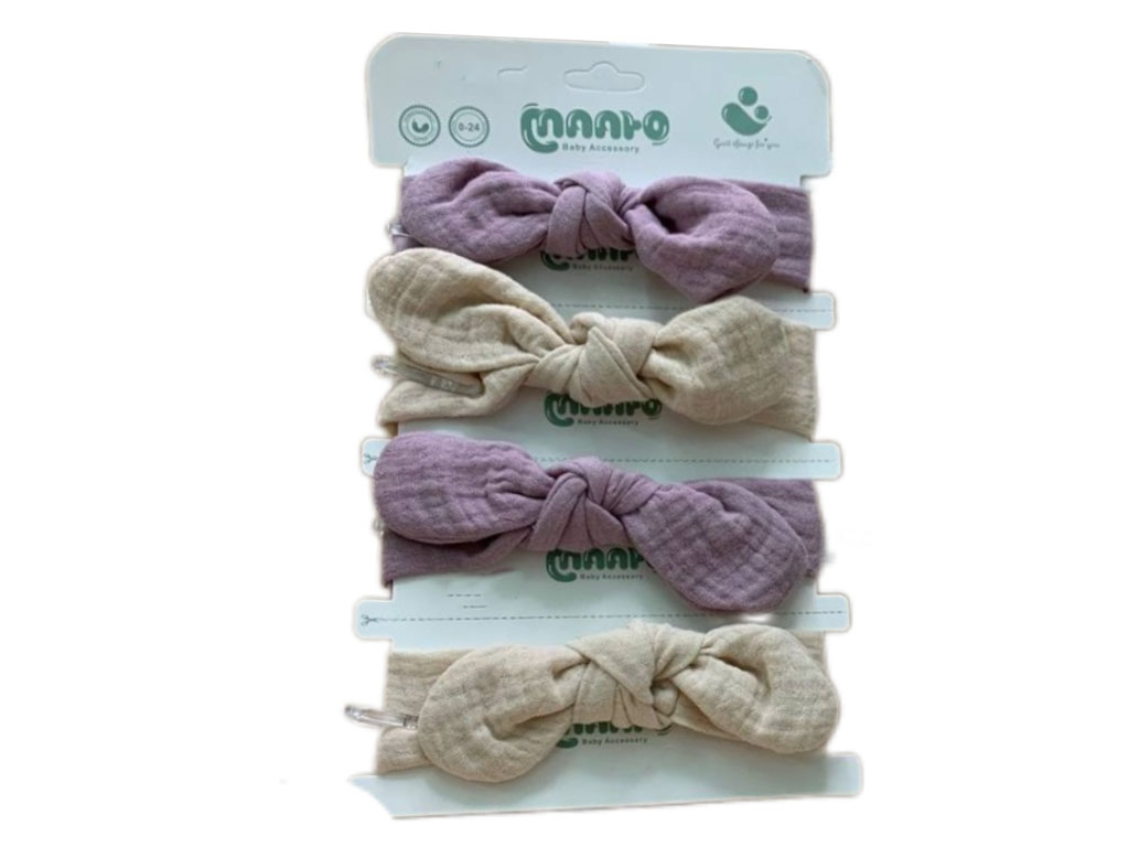 هدبند نوزادی پارچه موسلین طرح پاپیونی maato