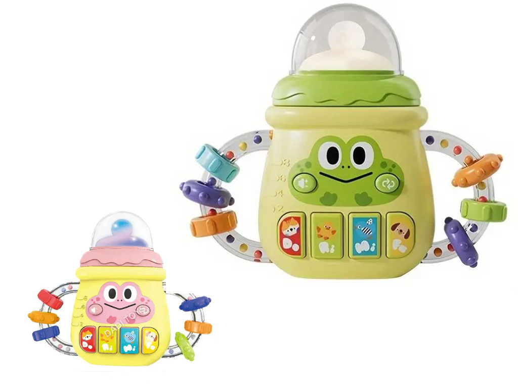 شیشه شیر موزیکال چراغ دار دارای دندانگیر طرح قورباغه اسباب بازی aiyingle