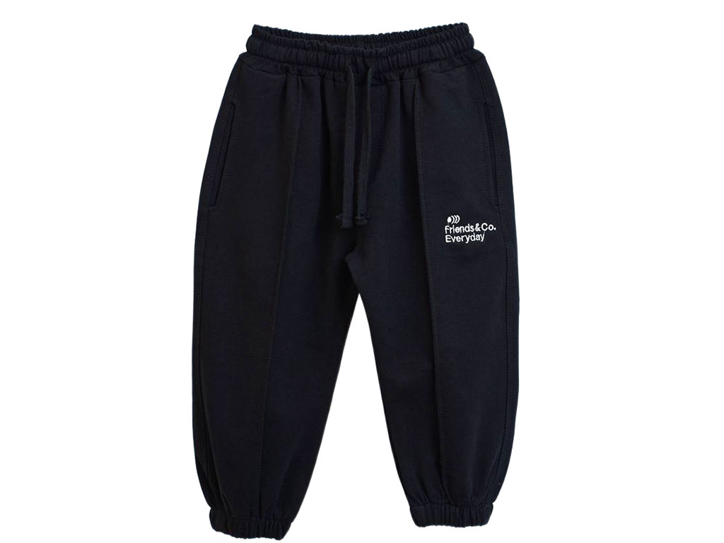 شلوار راحتی دورس مدل جاگر رنگ مشکی طرح friends and co بشیر Bashir