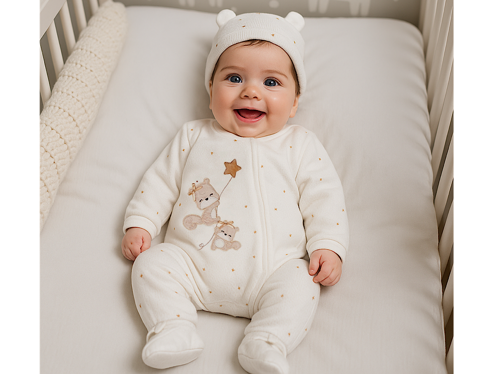 سرهمی با کلاه و پاپوش مخمل نوزادی طرح سنجاب گلدوزی شده با طرح  Arsha از برند پاپو papo